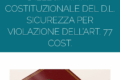 DECRETO SICUREZZA: PREDISPOSTA ECCEZIONE D’ILLEGITTIMITÀ COSTITUZIONALE  PER VIOLAZIONE DELL’ART. 77 COST.